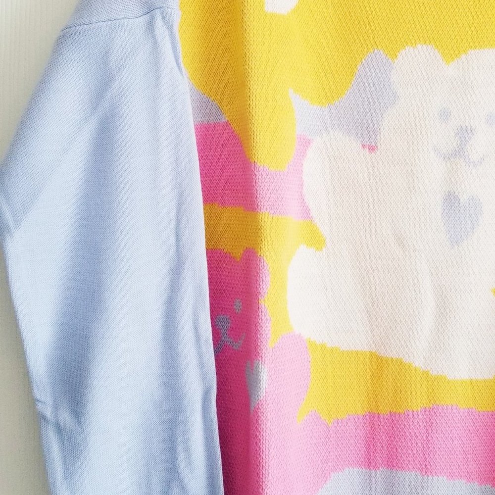 🐻Kawaii Lolita Pastel Teddy Light Blue Sweater - Picture 3 of 4